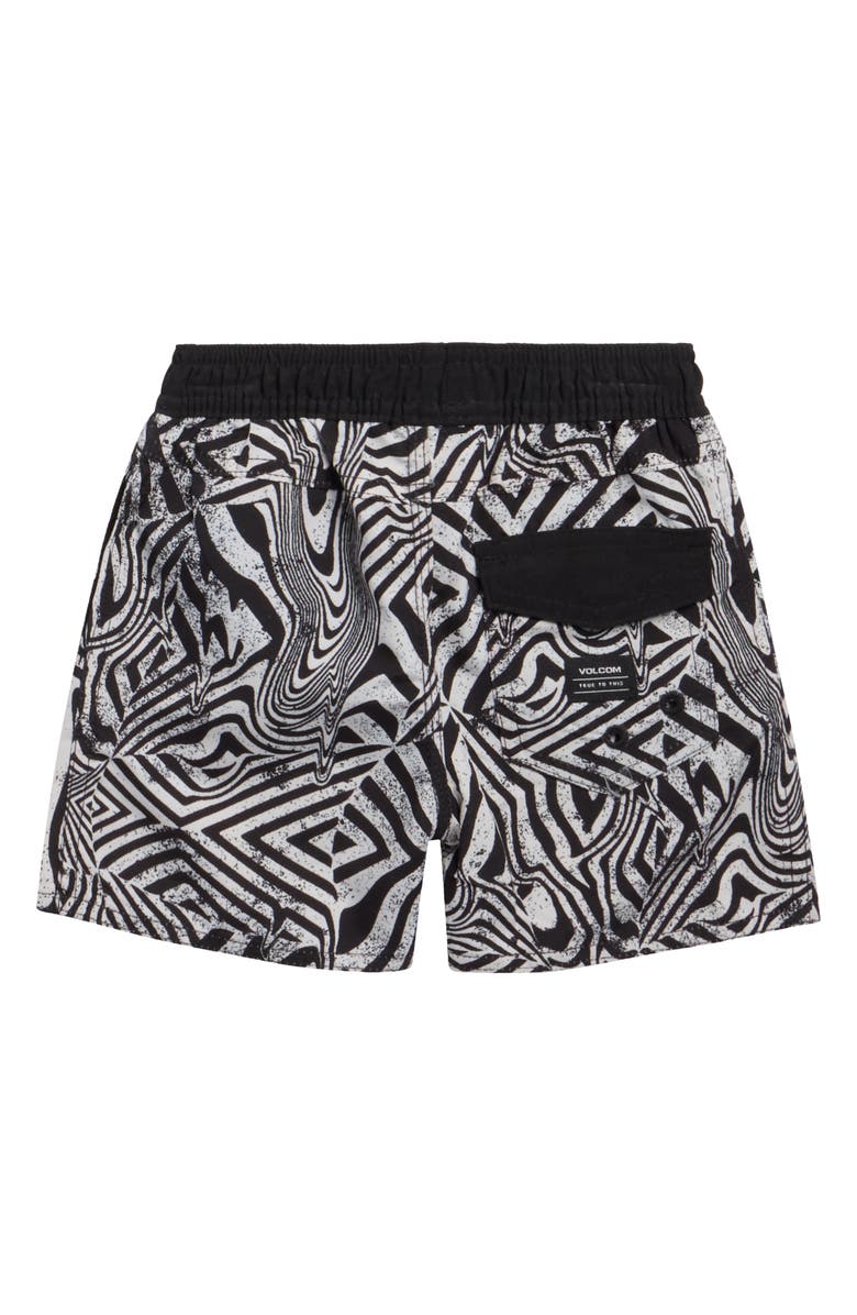 Volcom Rashguard Top & Swim Shorts Set, Alternate, color, Black