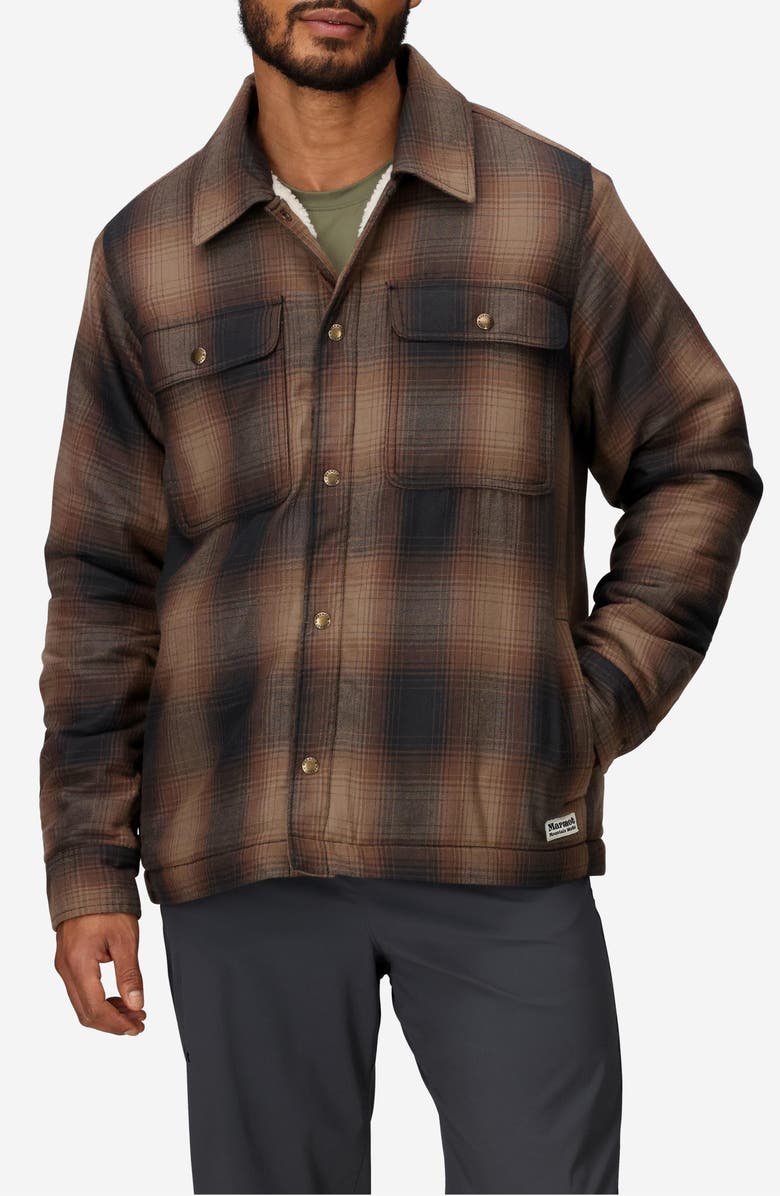 Marmot Ridgefield Fleece Lined Flannel Snap-Up Shirt Jacket, Main, color, 