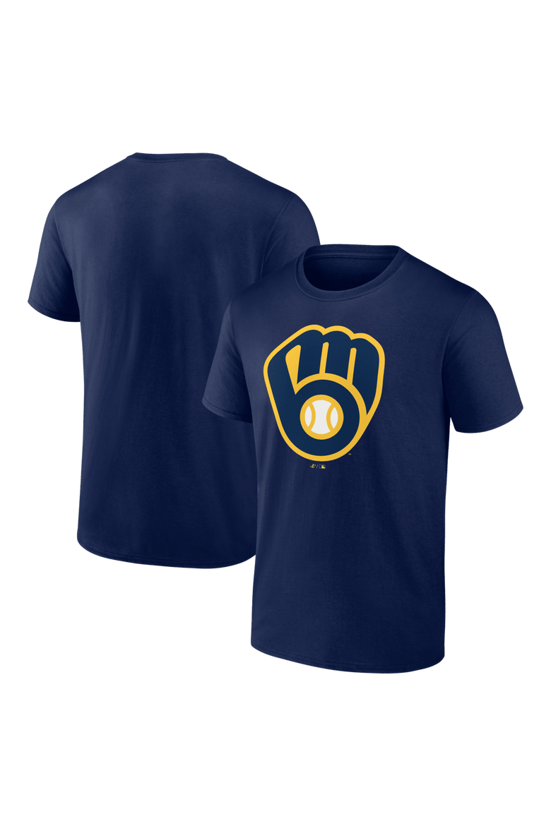Men's Logo Athletic Navy Milwaukee Brewers Official Logo T-Shirt, Main, color, Navy