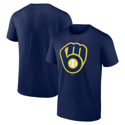 Men's Logo Athletic Navy Milwaukee Brewers Official Logo T-Shirt