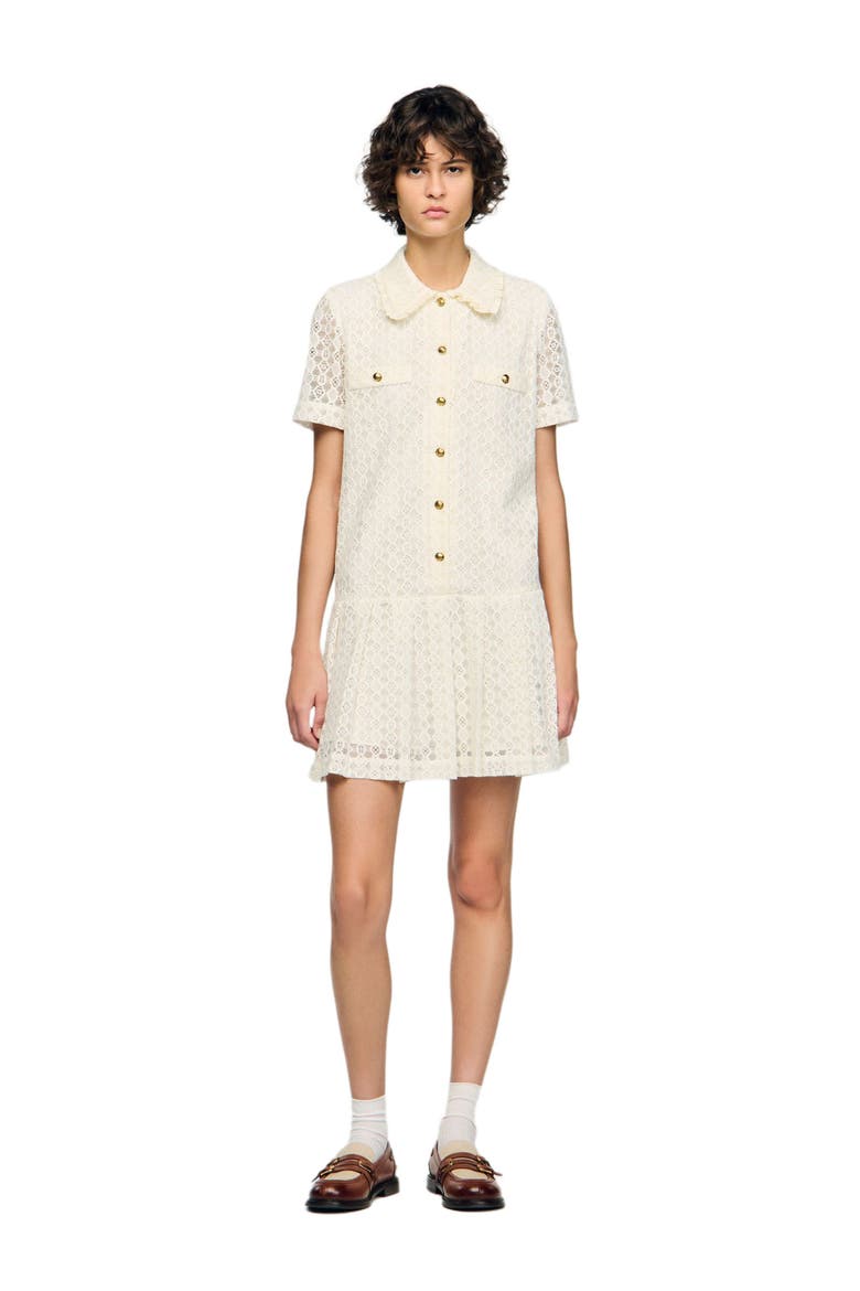 Short lace dress, Main, color, Ecru