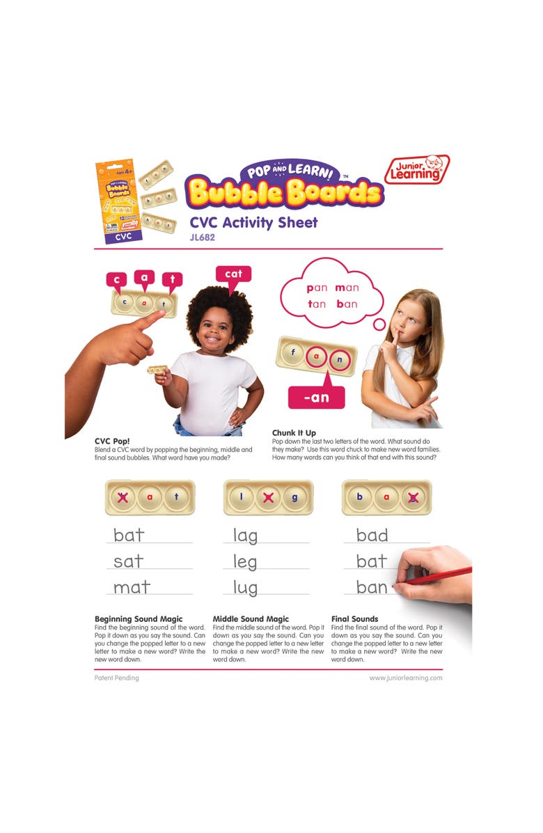 Pop & Learn Bubble Board CVC Bubble Boards, Alternate, color, Multicolored