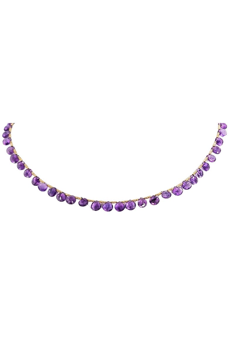 Faceted Gemstone Teardrop Bead Choker Necklace, Alternate, color, purple