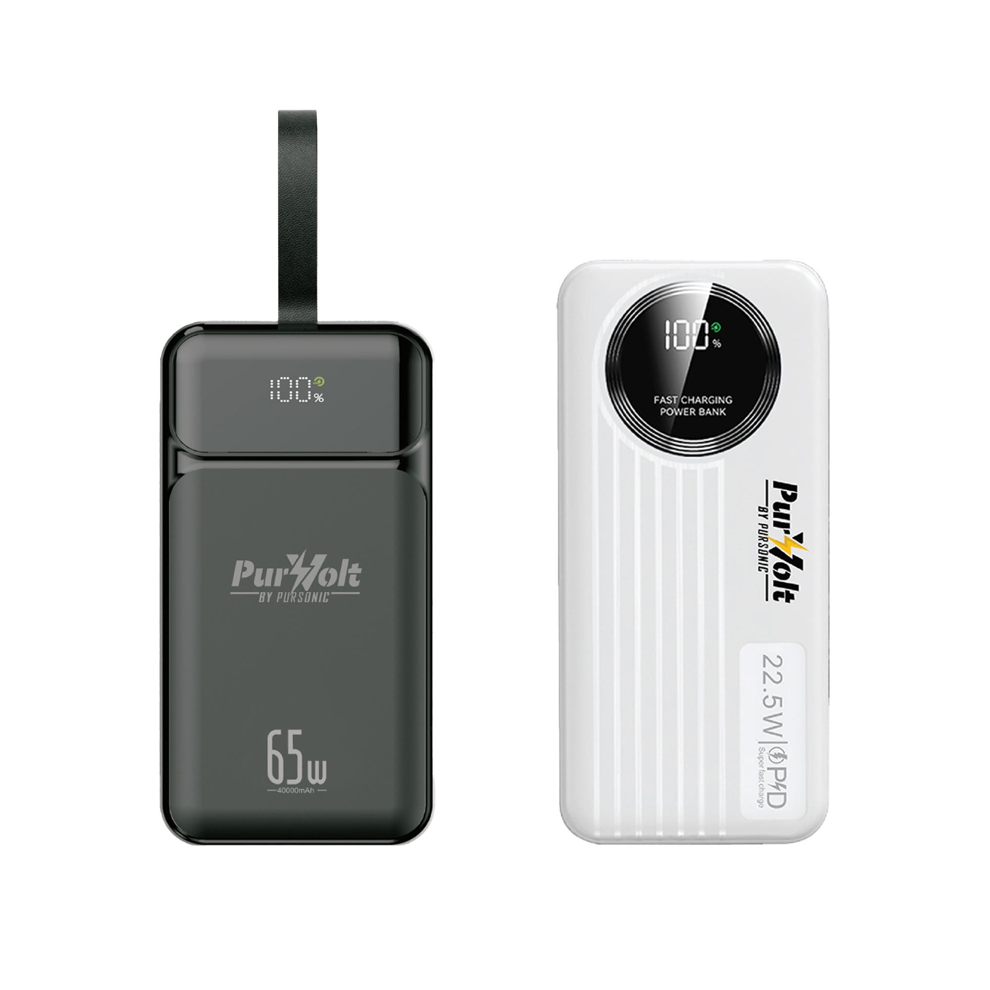 PURSONIC PurVolt 40,000mAh Power Bank + LED Fast Charging Power Bank, Main, color, Black