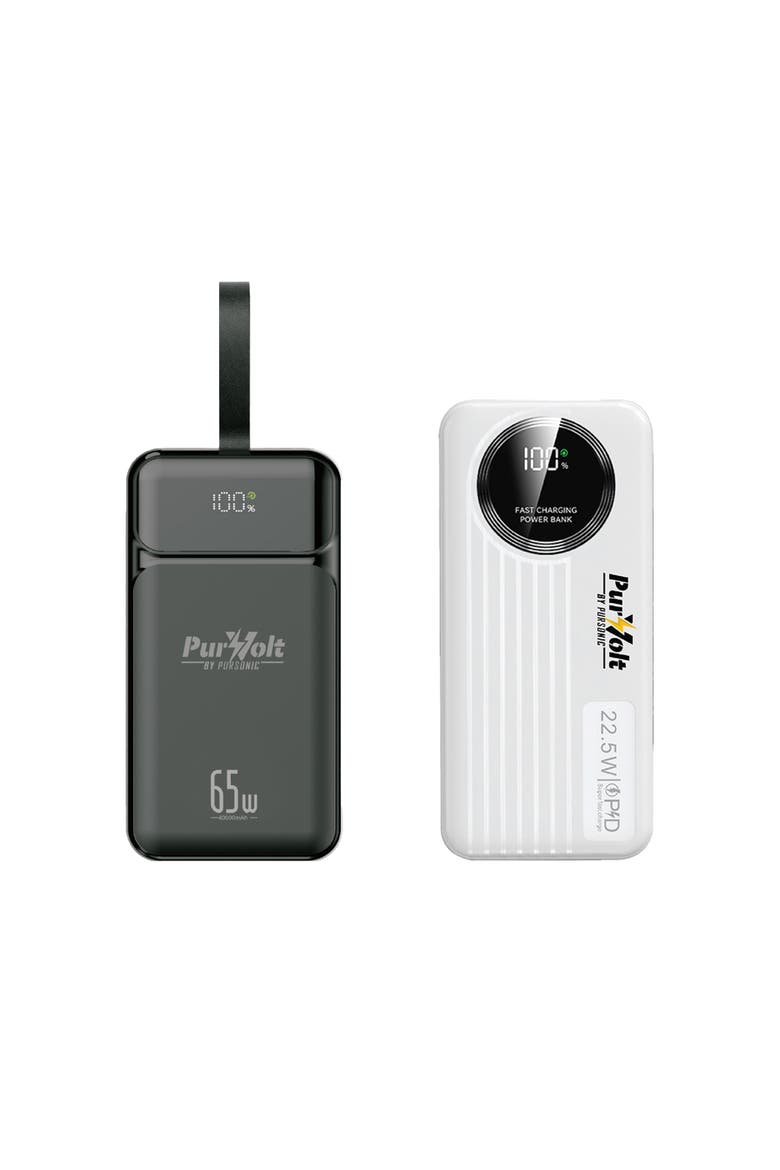 PurVolt 40,000mAh Power Bank + LED Fast Charging Power Bank, Main, color, Black