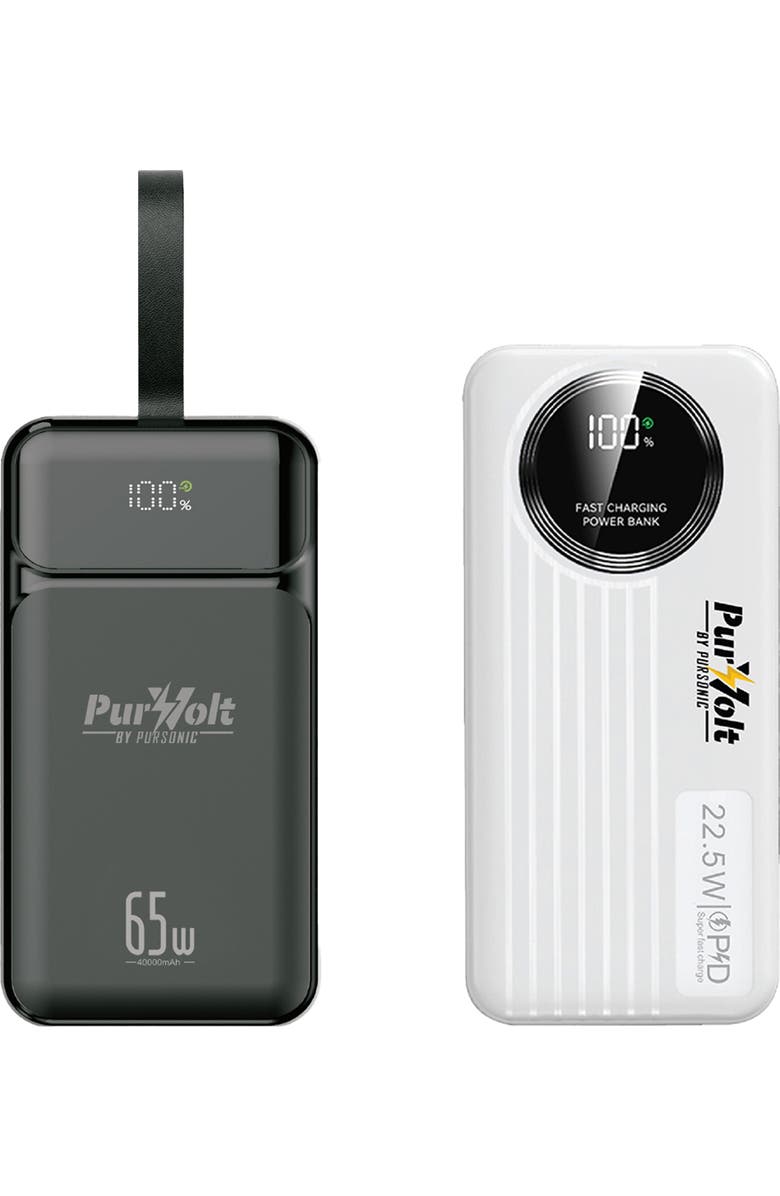 PURSONIC PurVolt 40,000mAh Power Bank + LED Fast Charging Power Bank, Main, color, Black