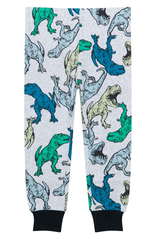 Pl Baby By Petit Lem Kids' 3-piece Pajamas In Light Heather Grey Dino