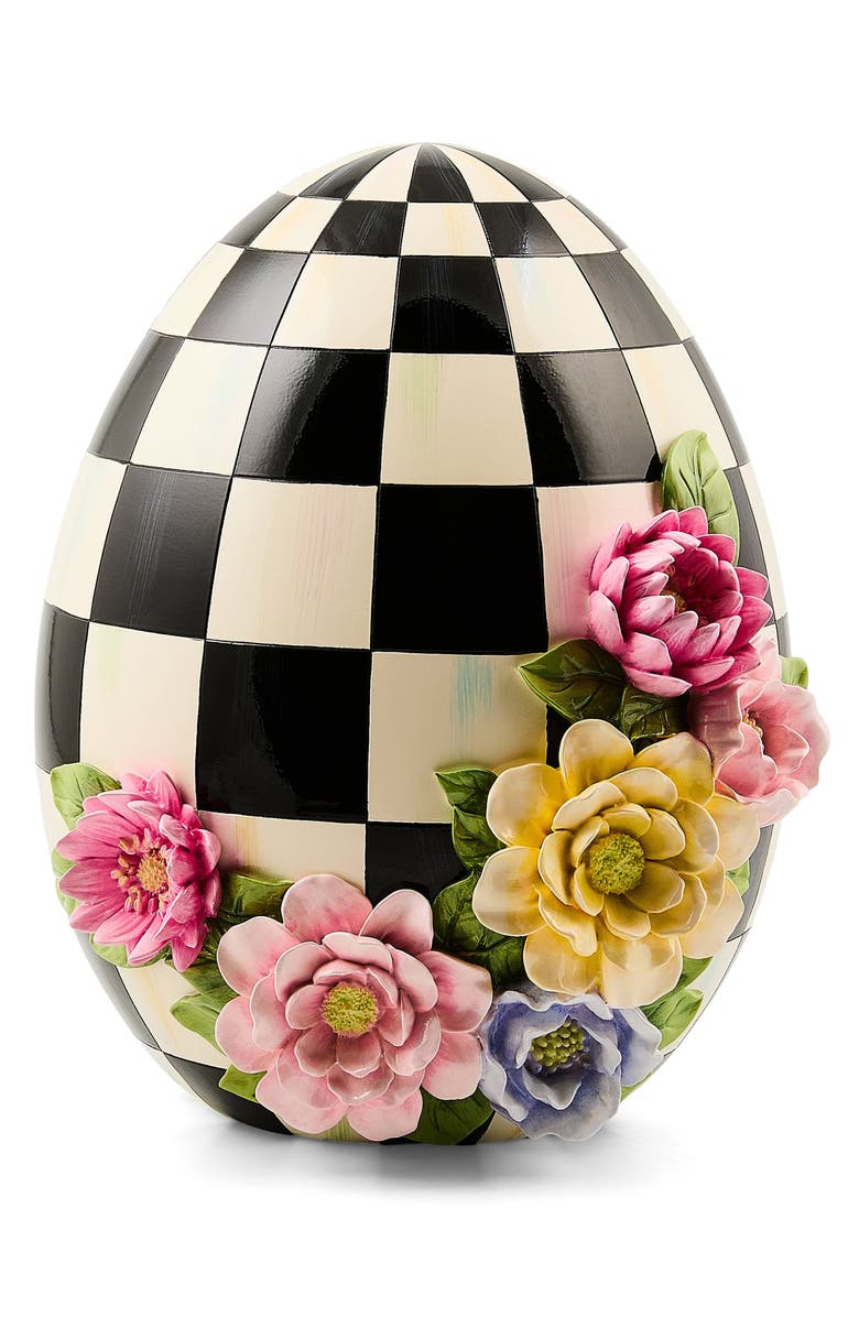 MACKENZIE CHILDS Frolic Spring Floral Tabletop Egg, Main, color, Black