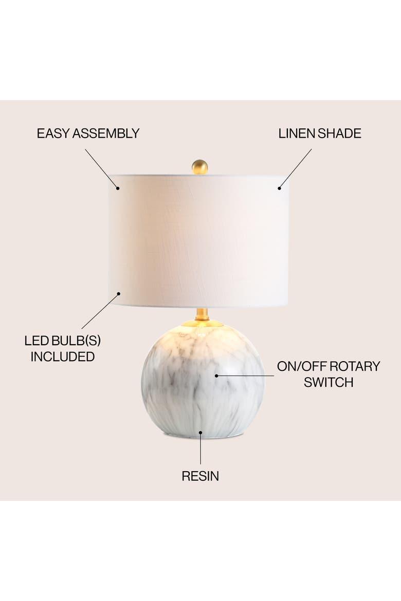 Luna Faux Marble Resin LED Table Lamp, Alternate, color, Faux Marble