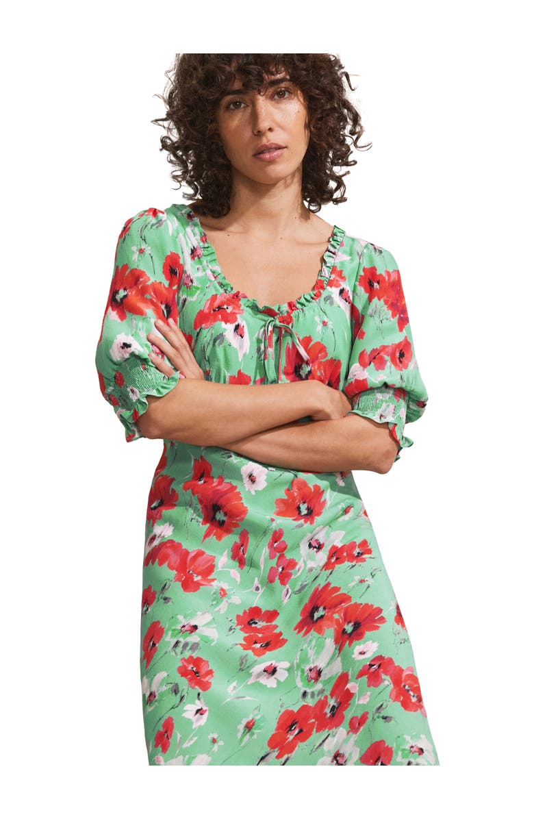 Ro&Zo Poppy Print Tie Front Dress, Alternate, color, Red