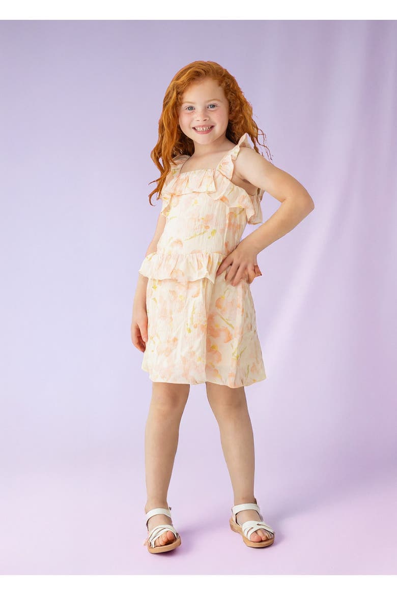 Sundrop Floral Naturl Waist Dress, Alternate, color, Orange