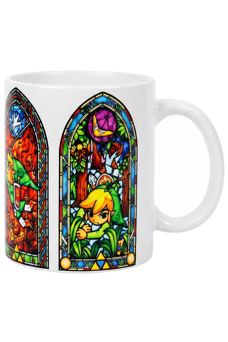 11 oz The Legend of Zelda Stained Glass Ceramic Mug, Main, color, White