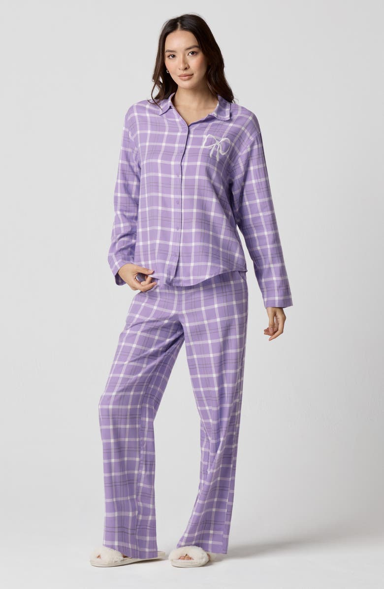 Florence by Mills Cozy Flannel Sleep Pants, Alternate, color, Lavender Plaid