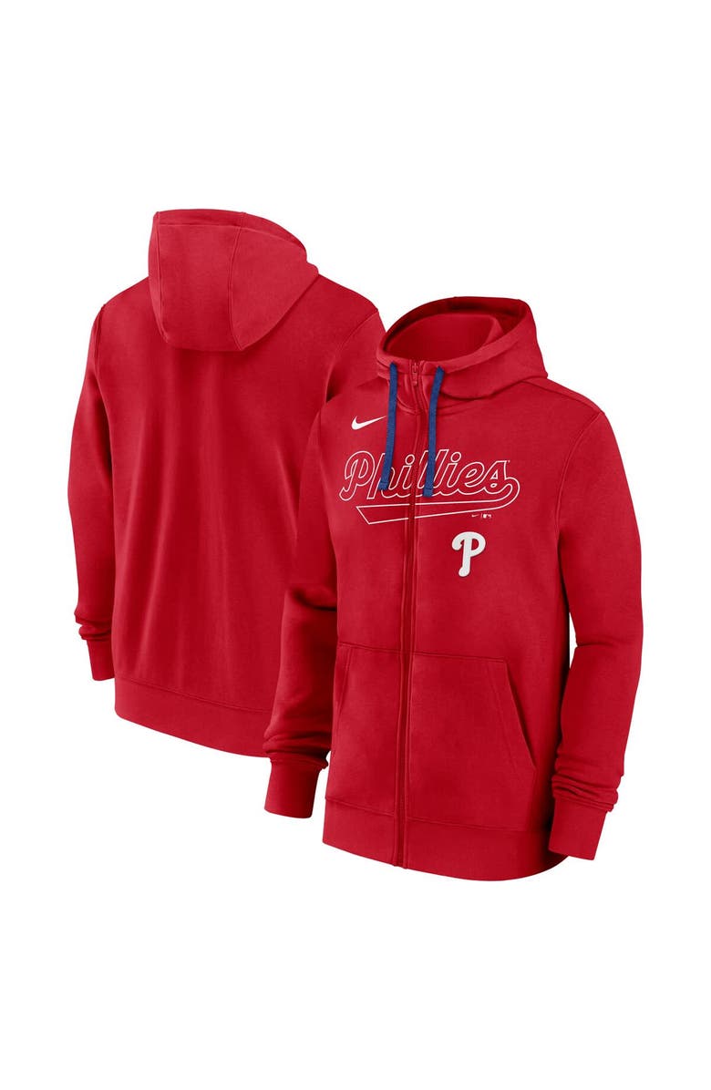 Nike Men's Nike Red Philadelphia Phillies Knockout Script Full-Zip Hoodie, Main, color, Red