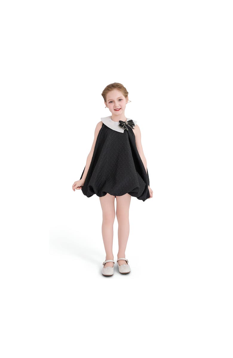 Tulleen Elegant Bow Contrast Dress, Alternate, color, Black