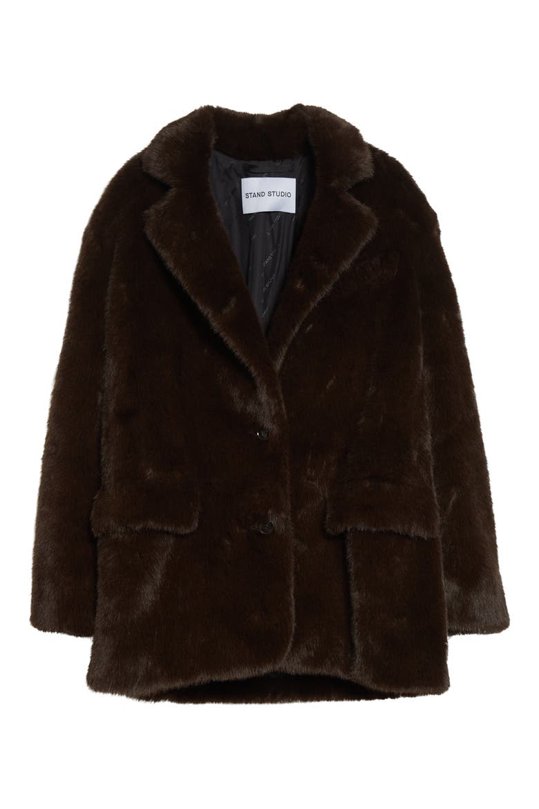Emmie Faux Fur Jacket, Alternate, color, BROWN