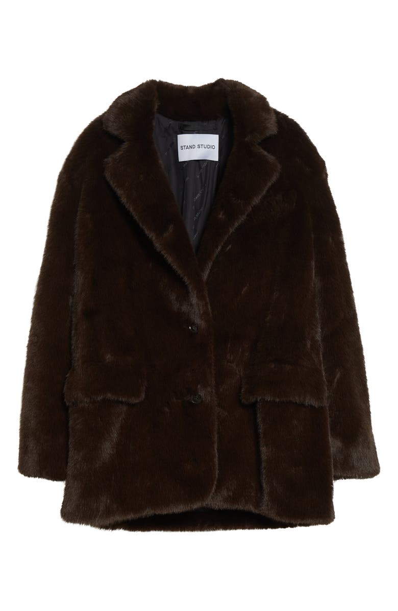 Stand Studio Emmie Faux Fur Jacket, Main, color, Brown