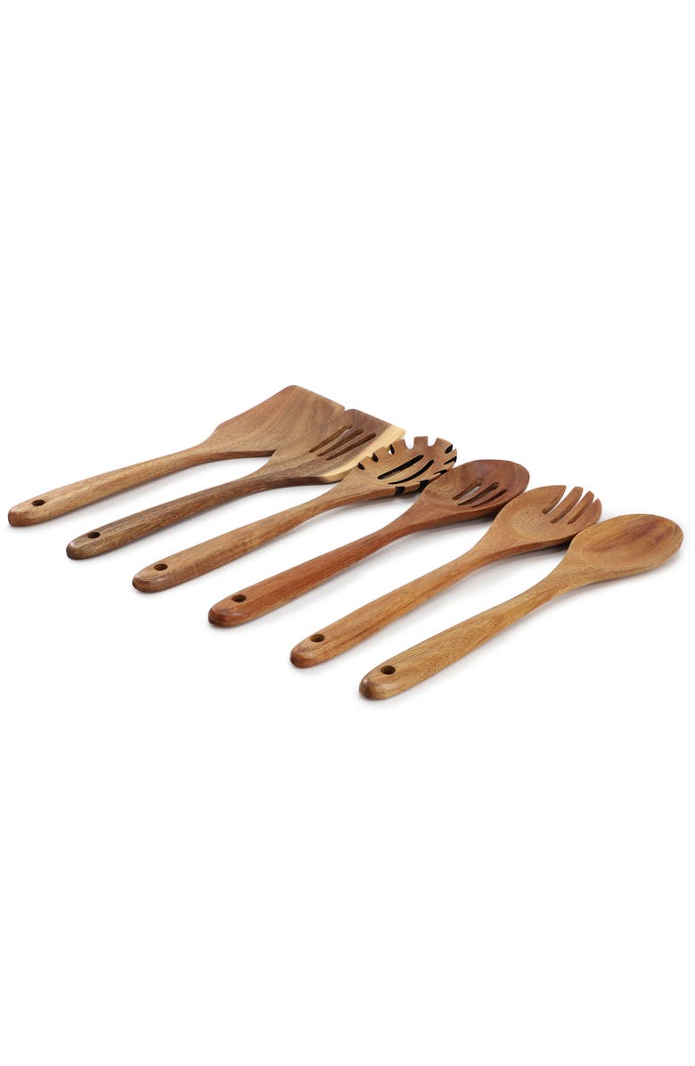 Megachef 6 Piece Acacia Wood Kitchen Utensil Set, Alternate, color, 