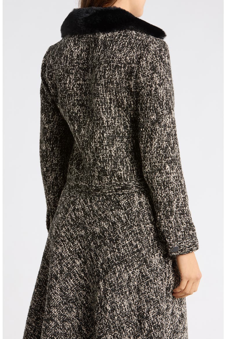 Faux Fur Collared Bouclé Jacket, Alternate, color, BLACK/ IVORY