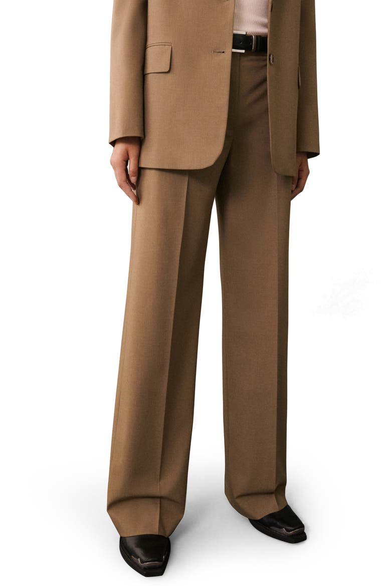 Pleat Front Wide Leg Suit Pants, Main, color, MEDIUM BROWN