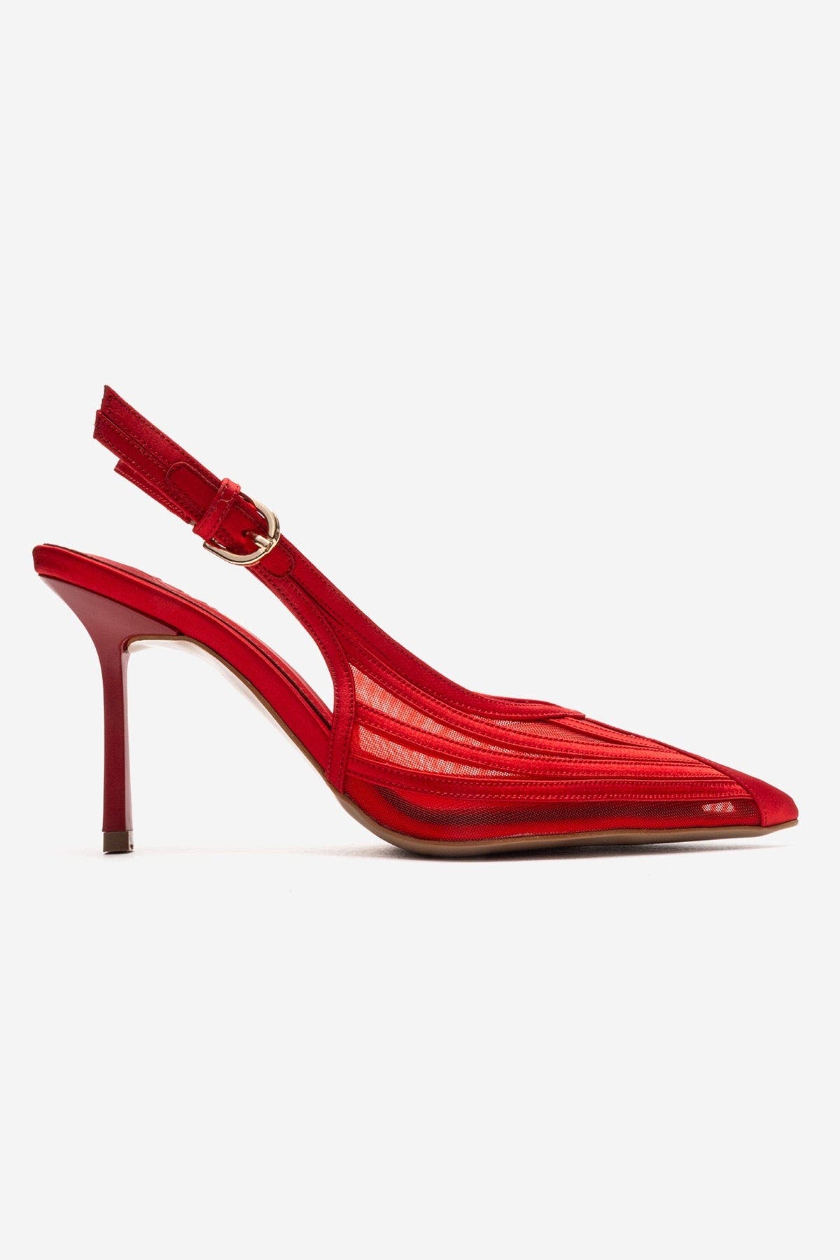 Safira Stiletto Pump, Alternate, color, Red Satin