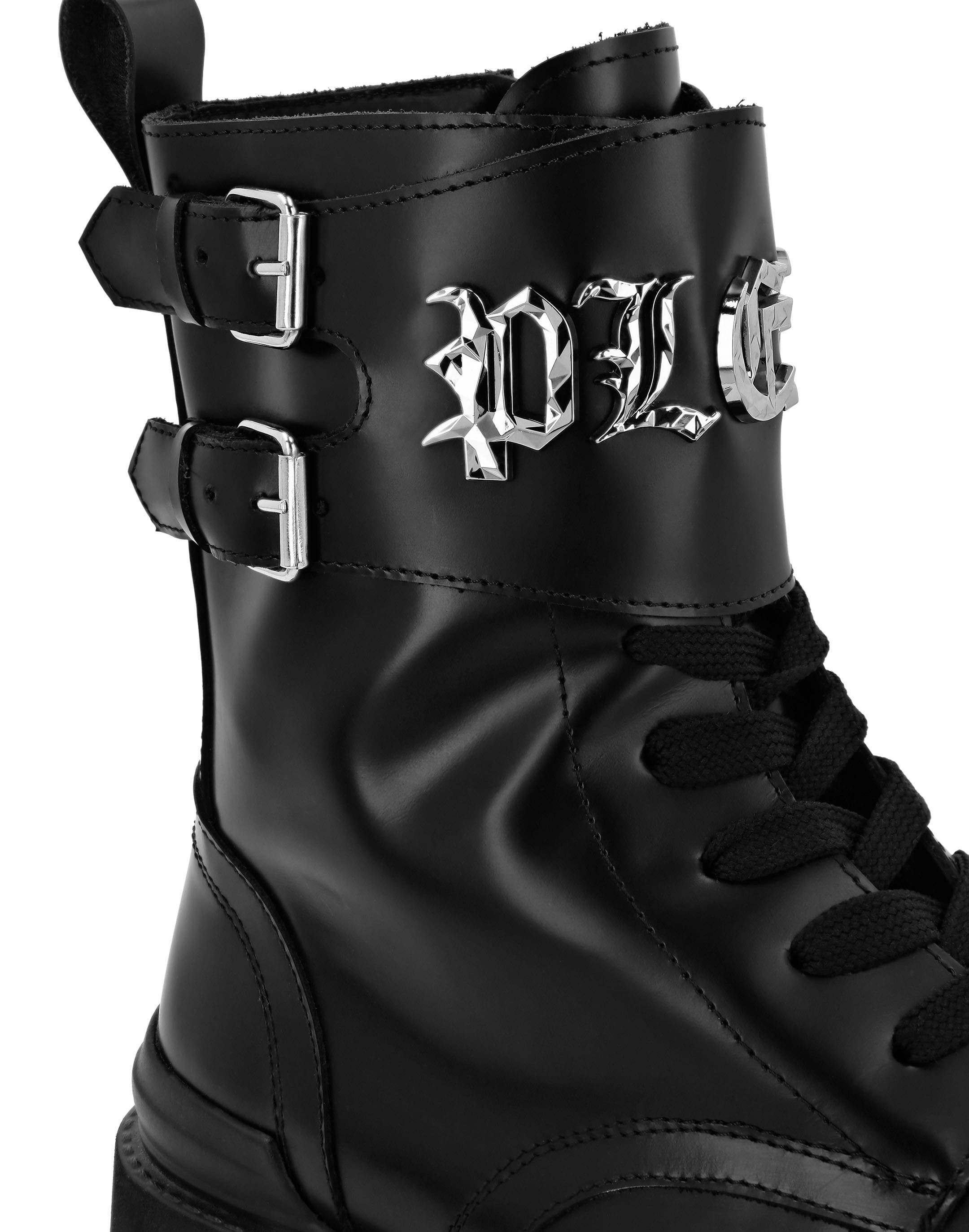 Boots Mid Flat Gothic Plein Men, Alternate, color, black