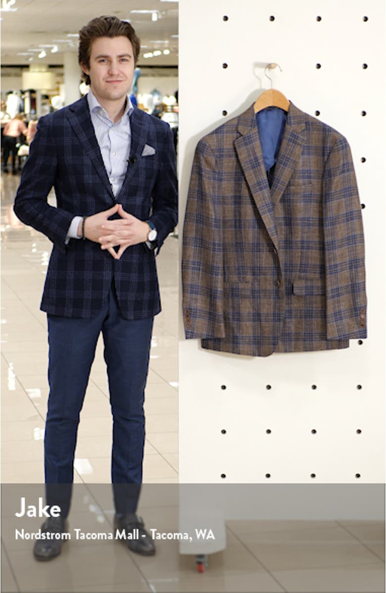 New York Classic Fit Plaid Wool Blend Sport Coat, sales video thumbnail