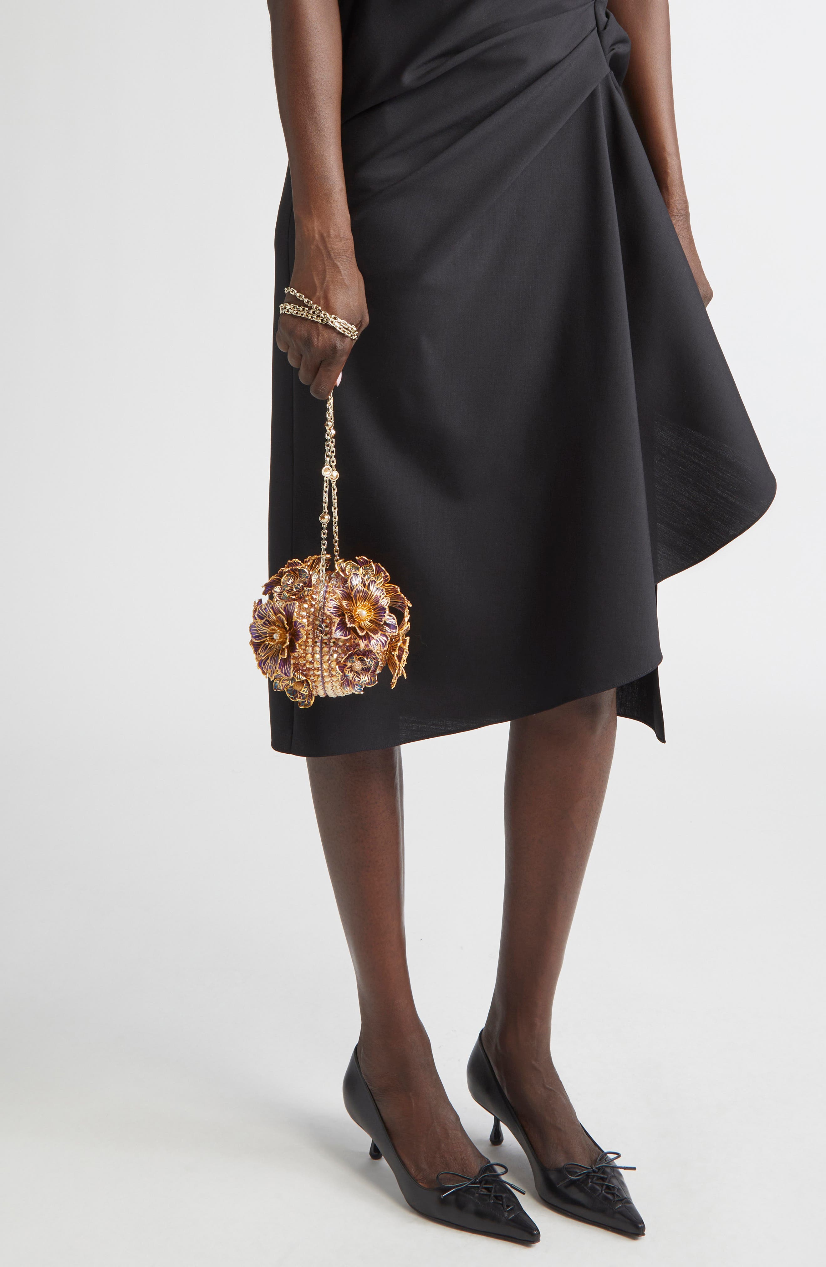 JUDITH LEIBER COUTURE Glass Flowers Crystal Embellished Sphere Clutch, Alternate, color, Champagne Prosecco Multi