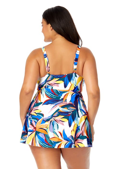 Anne Cole Plus Plus Riviera Floral Swim Dress With Skirted Bottom In Riviera Floral