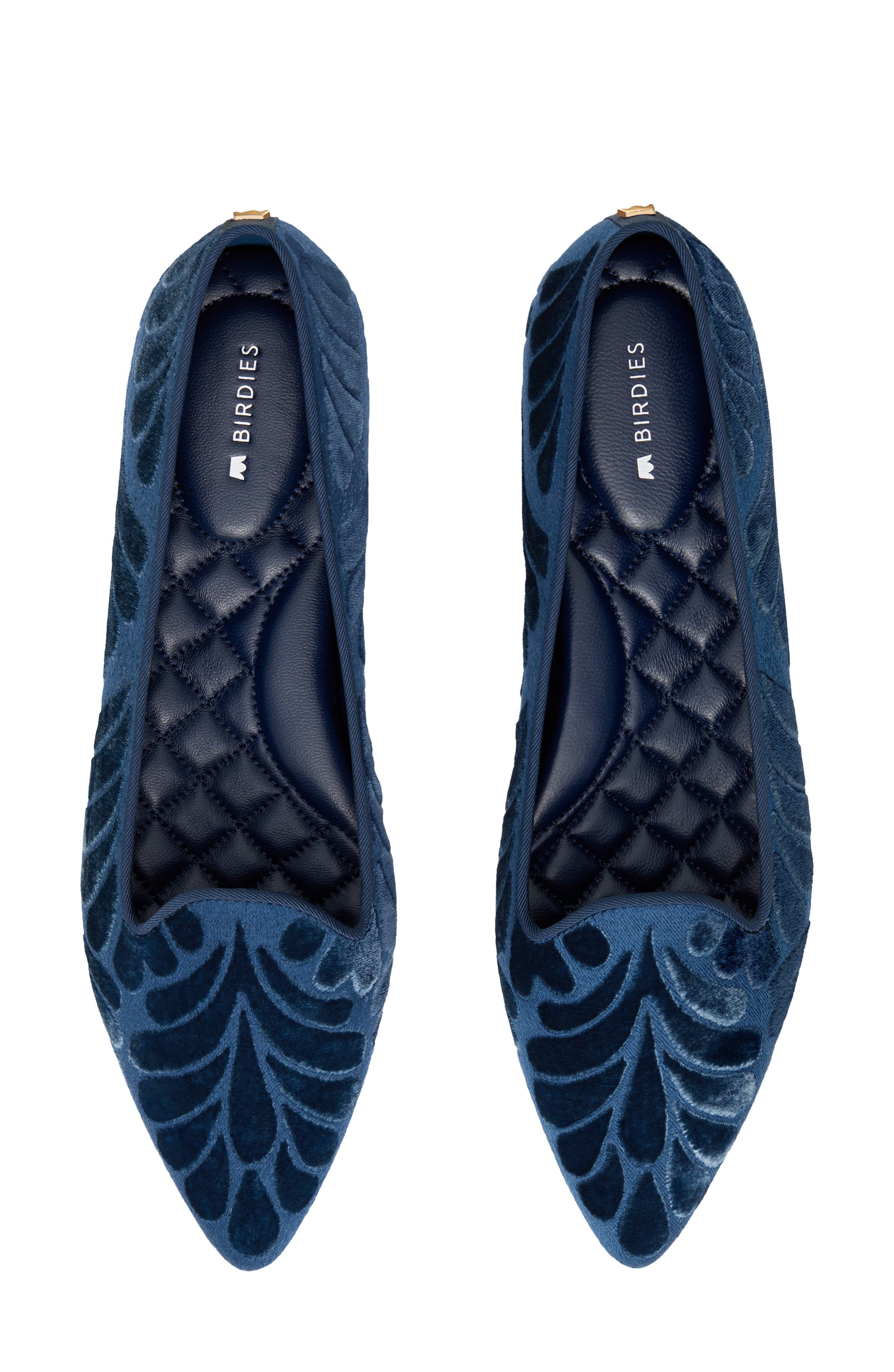 Sparrow Embroidered Pointed Toe Flat, Alternate, color, OCEAN VELVET
