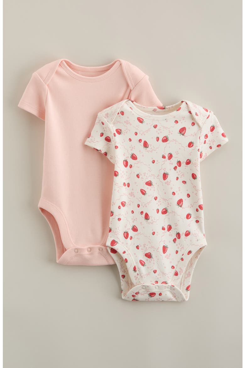 Assorted 2-Pack Bodysuits, Main, color, IVORY STRAWBERRY-PINK PACK