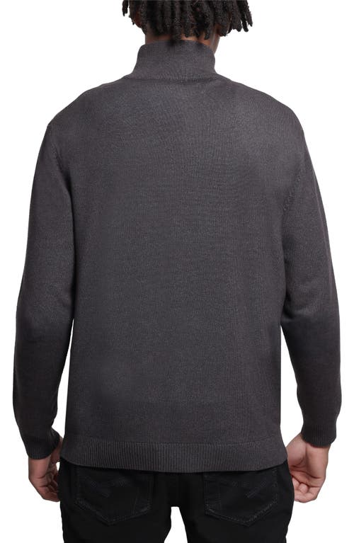 X-ray Xray Quarter Zip Mock Neck Sweater In Heather Charcoal