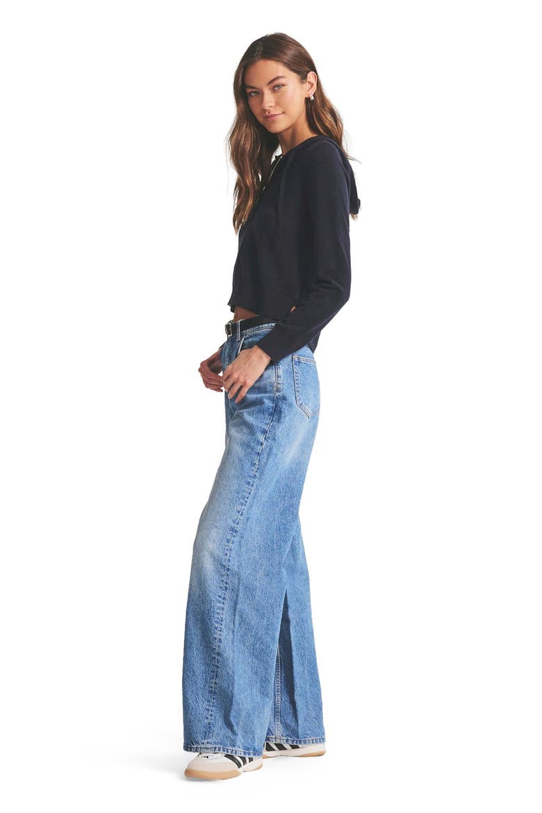 Signature Cashmere Cropped Hoodie, Alternate, color, Navy