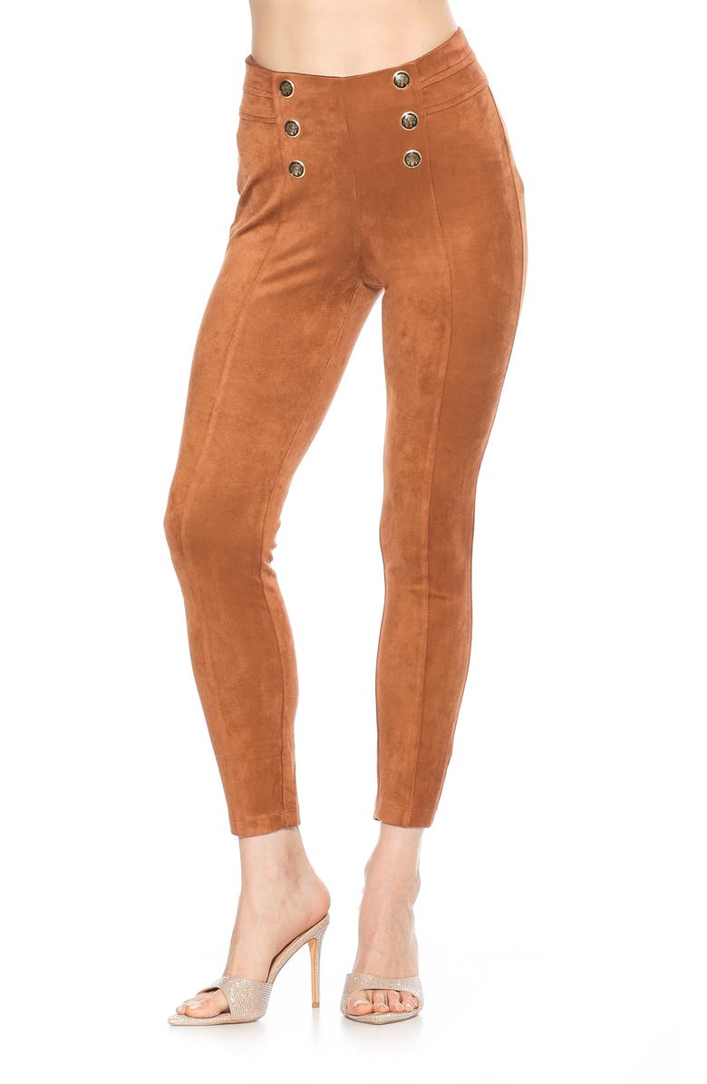 Alexia Admor Feyja Faux Suede Leggings, Alternate, color, Camel