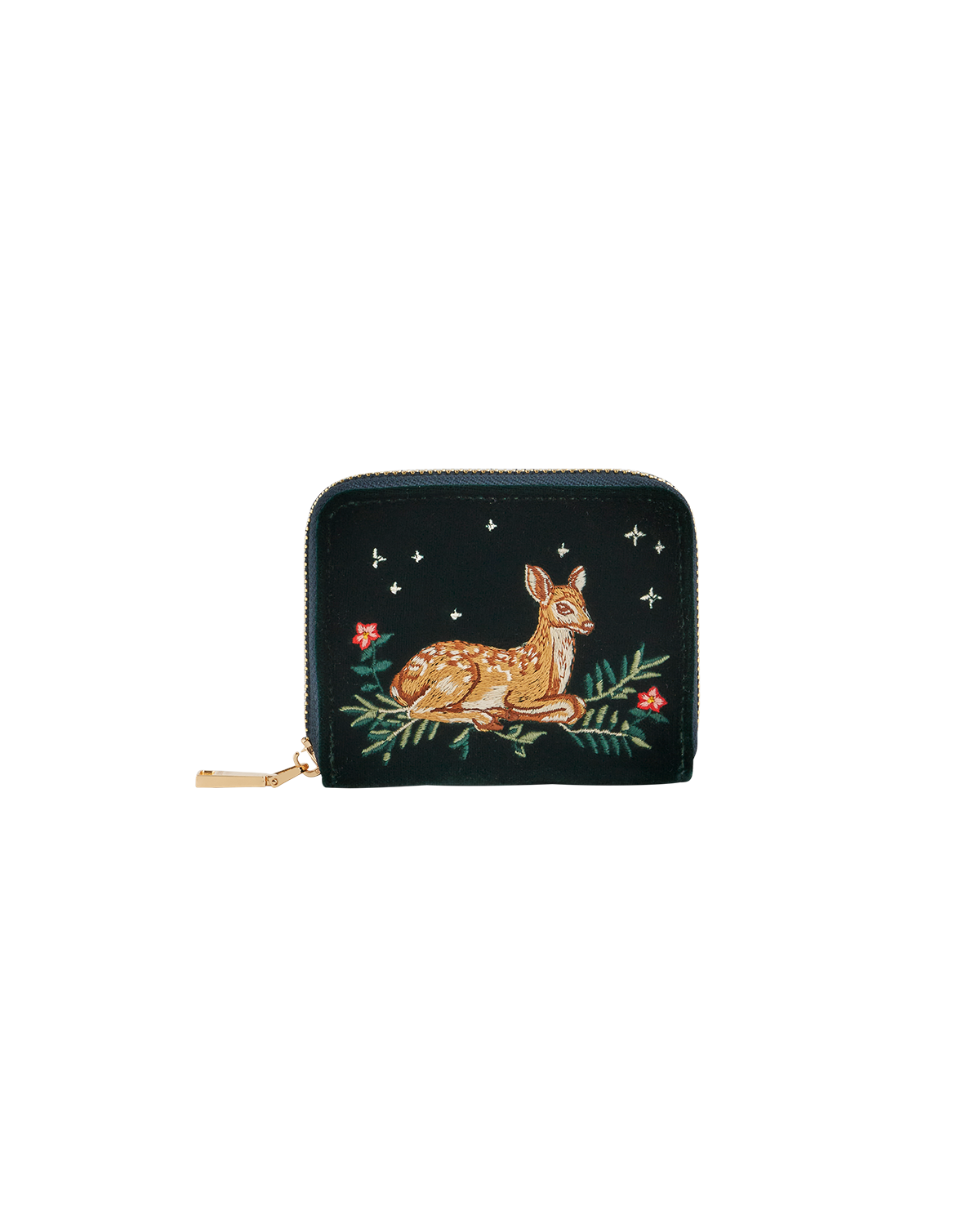 Fable England Fawn Embroidered Green Small Purse, Main, color, Woodland Green