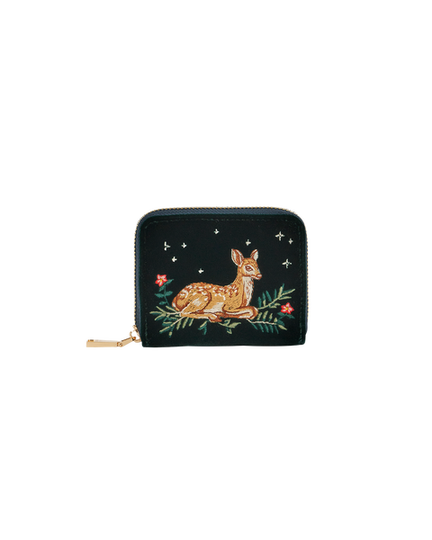 Fawn Embroidered Green Small Purse