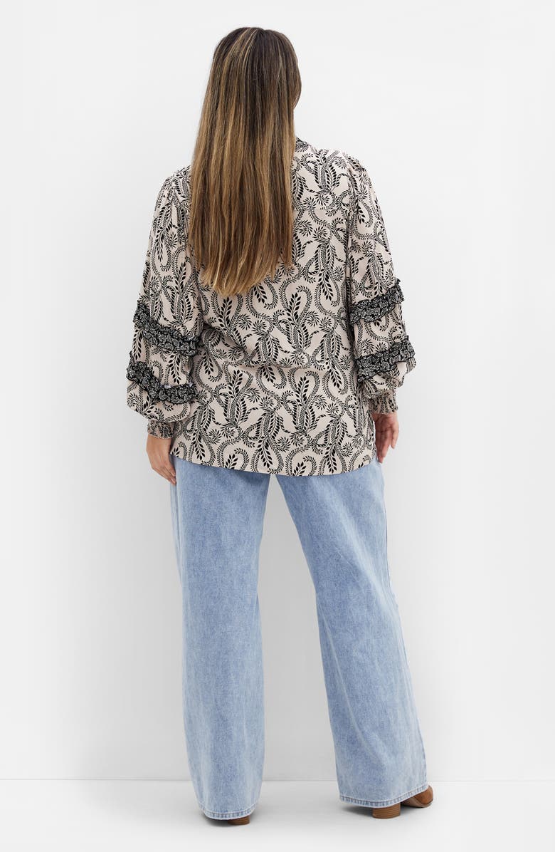 City Chic Lylah Mixed Print Long Sleeve Button-Up Shirt, Alternate, color, Print