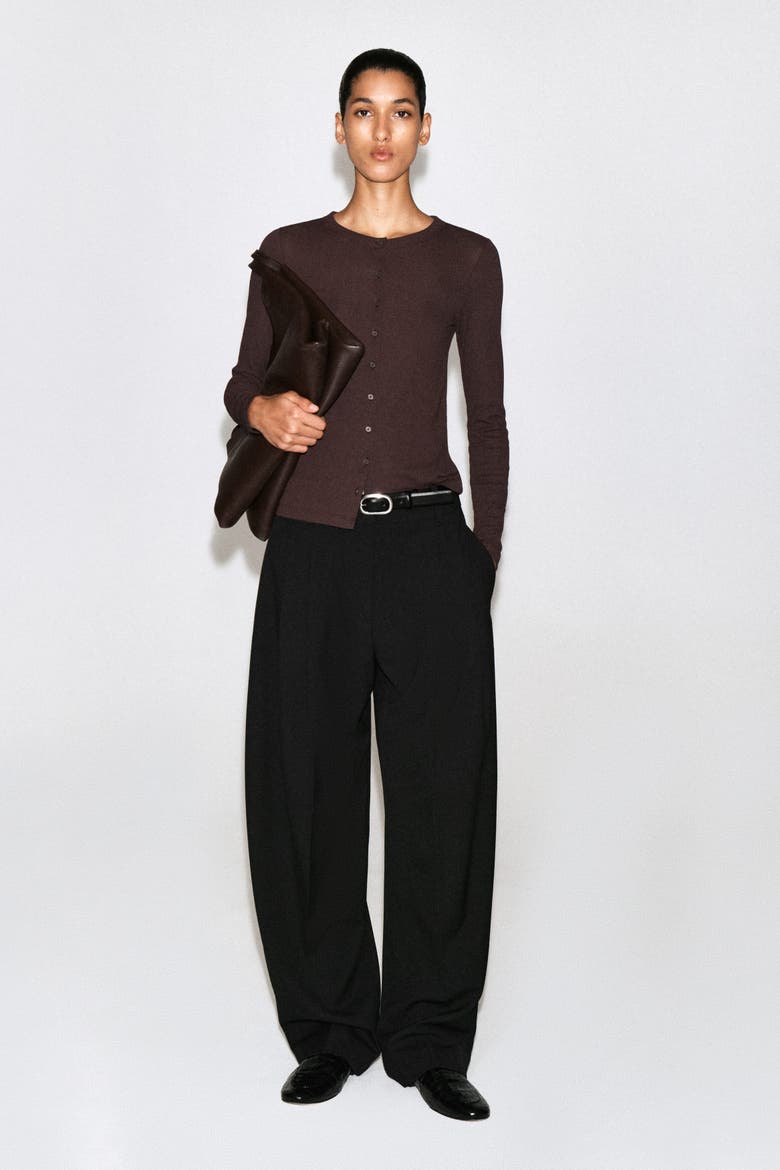 Jersey Cardigan Top, Alternate, color, BORDEAUX