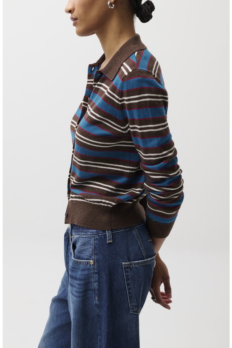 Lyvia Stripe Merino Wool Cardigan, Alternate, color, TEALWOOD STRIPE