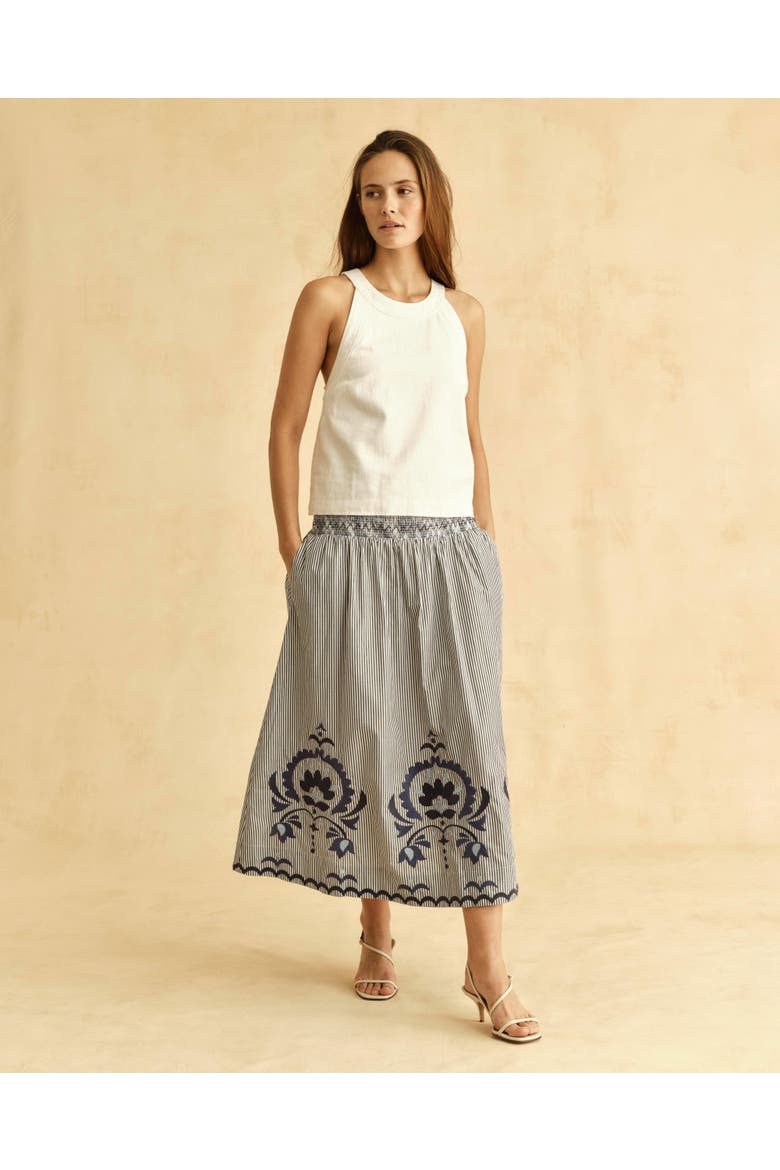 Georgia Embroidered Midi Skirt, Alternate, color, Parkside Floral Stripe