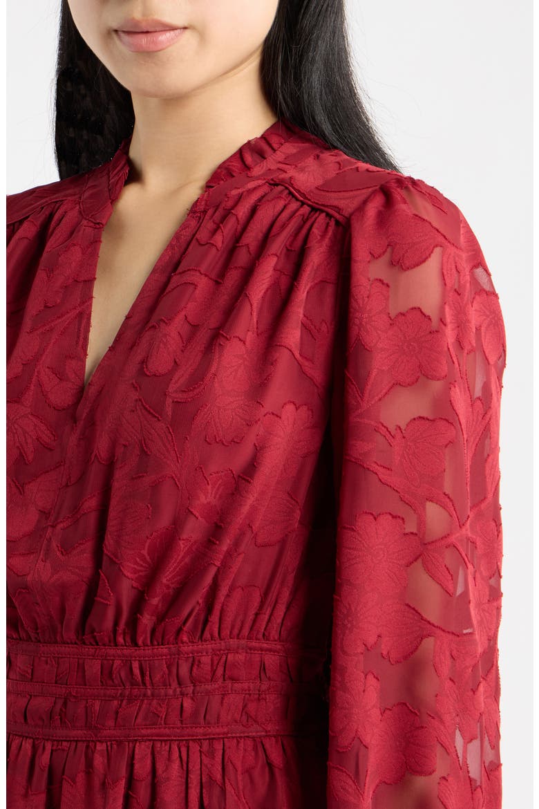 Tiered Ruffle Fit & Flare Dress, Alternate, color, NEW BURGANDY