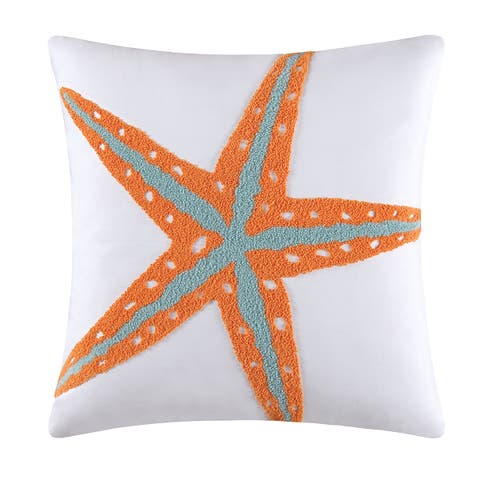 Starfish Tufted Cotton Blend Accent Throw Pillow 18" x 18"