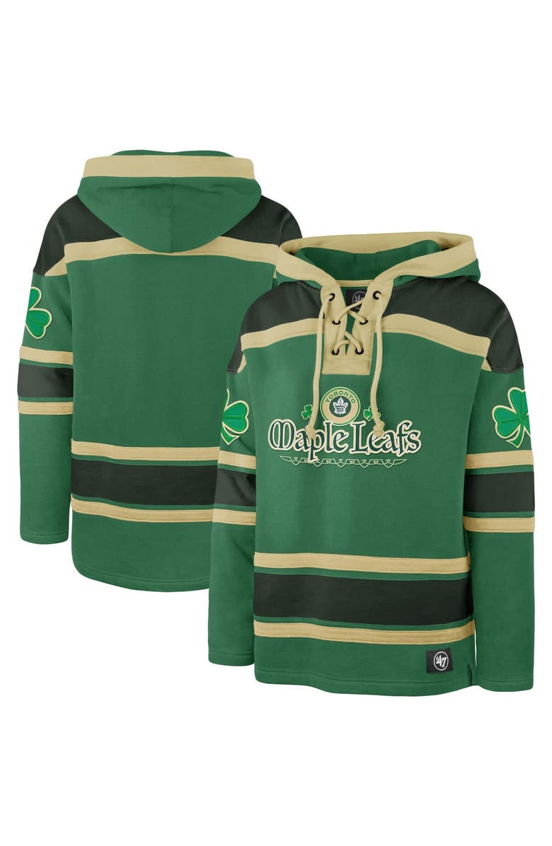'47 Men's '47 Kelly Green Toronto Maple Leafs St. Patrick's Day McLucky Superior Lacer Pullover Hoodie, Alternate, color, Kelly Green