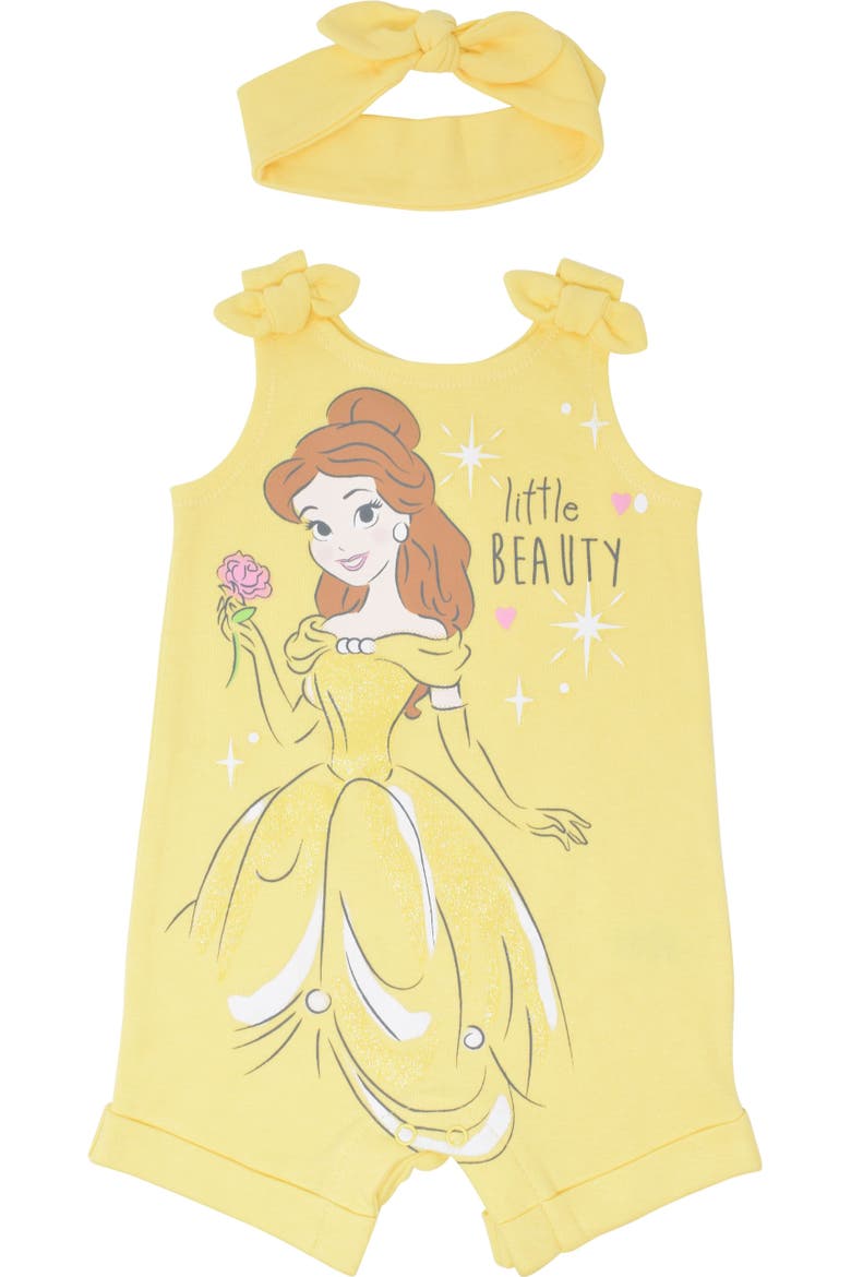Princess Sleeveless One-Piece and Headband Set, Main, color, Belle Yellow