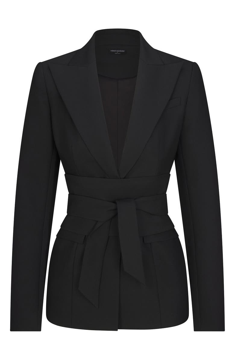 Naked Wardrobe Power Shoulder Tie Waist Blazer, Alternate, color, 