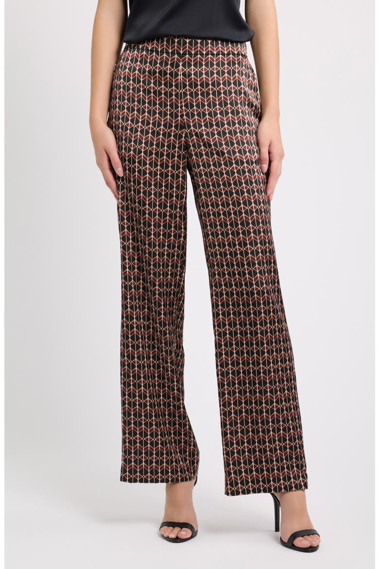 High Waist Wide Leg Pull-On Pants, Main, color, ANNE BLACK MULTI