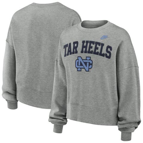 Women's Nike Heather Gray North Carolina Tar Heels Oversized Legacy Classic Pullover Sweatshirt