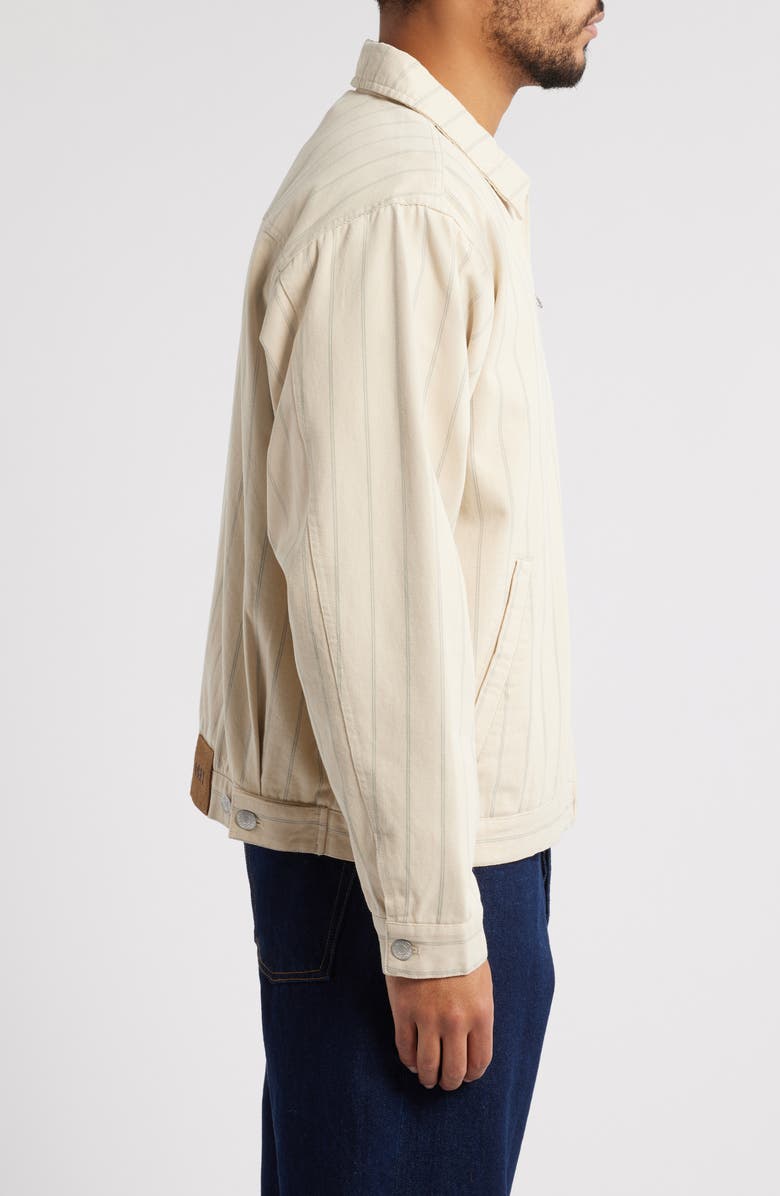 Obey Stripe Cotton Denim Zip Jacket, Alternate, color, Pelican Multi