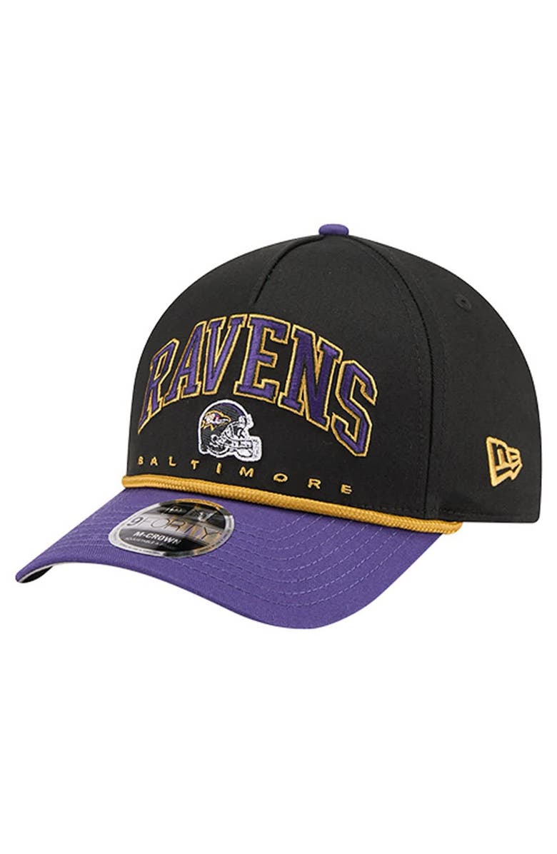 New Era Men's New Era  Black Baltimore Ravens  Arch COOLERA 9FORTY A-Frame Adjustable Hat, Main, color, 