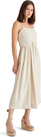 Napoli Belted Linen Blend Midi Dress